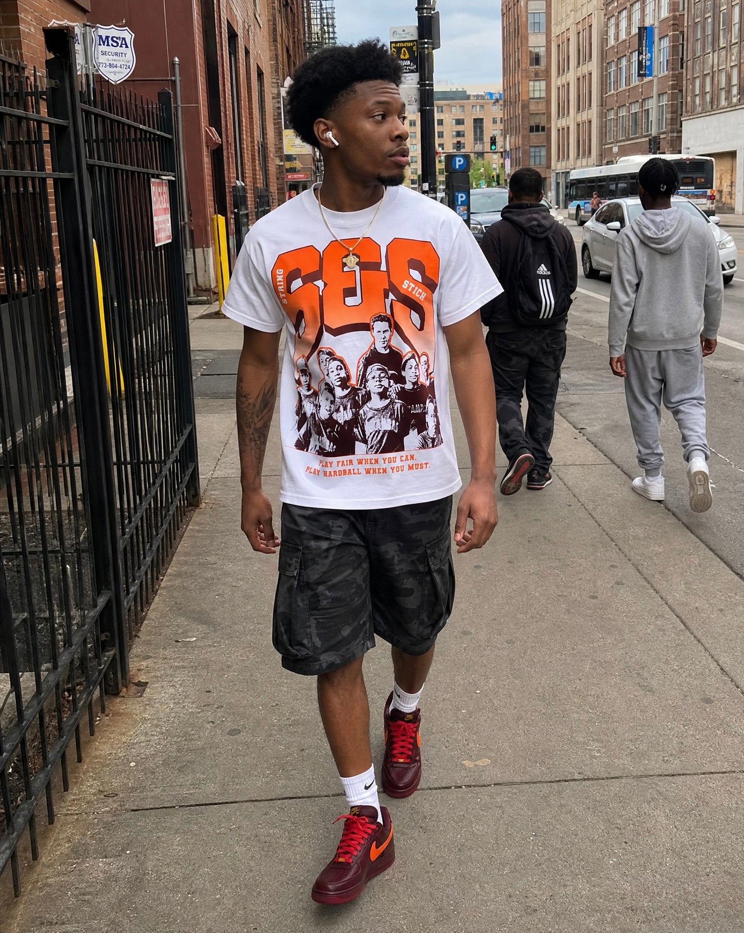 Play Hardball Tee - Maroon/Orange