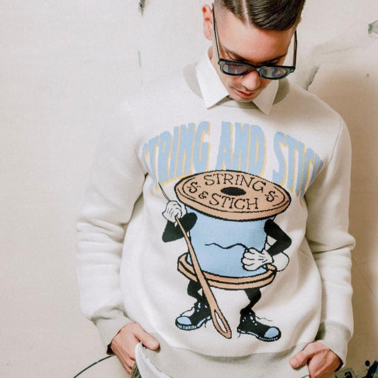 Blue Varsity SPOT Knit Crewneck